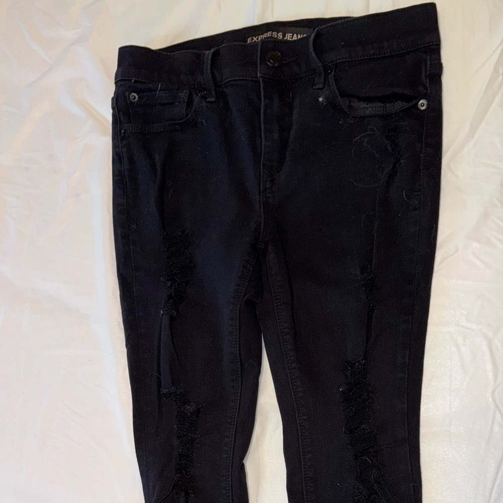 Express Black Distressed Women Jeans